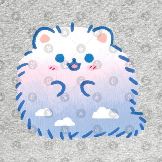 Fluffy Sky Pomeranian pom cute dog clouds by mushopea